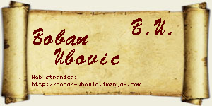 Boban Ubović vizit kartica